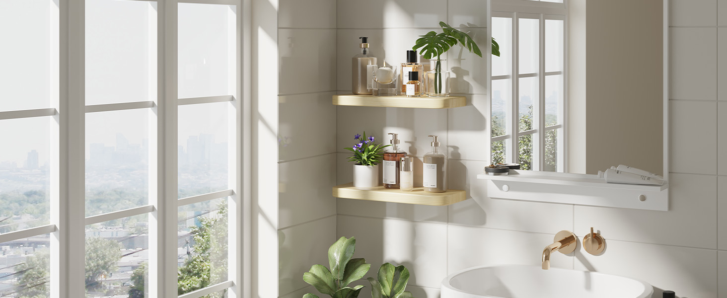 Плаваючі полиці Wandregal з дерева, набір 2 шт., коричневі - настінні полиці без кріплень для вітальні, спальні, кухні, для книг та декору