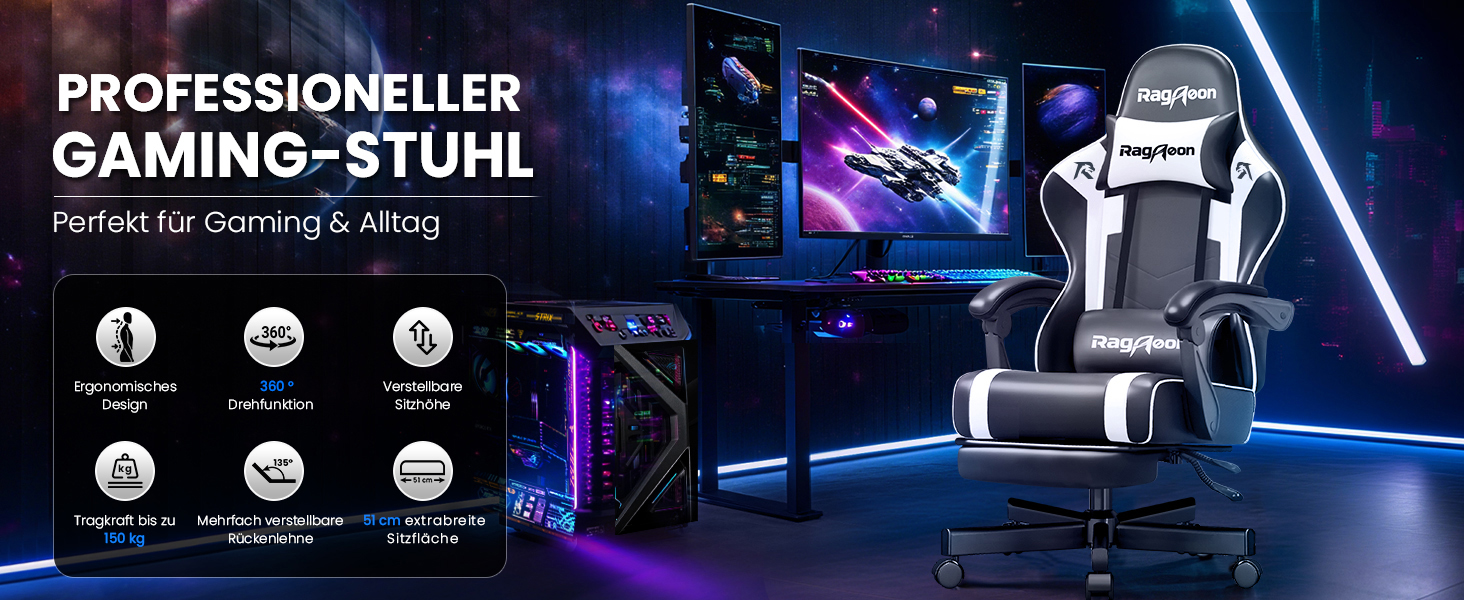 Ігровий крісло-шкік Gamer Sessel - ергономічне ігрове крісло з підтримкою попереку, регульоване по висоті, м'яке, до 150 кг, велике