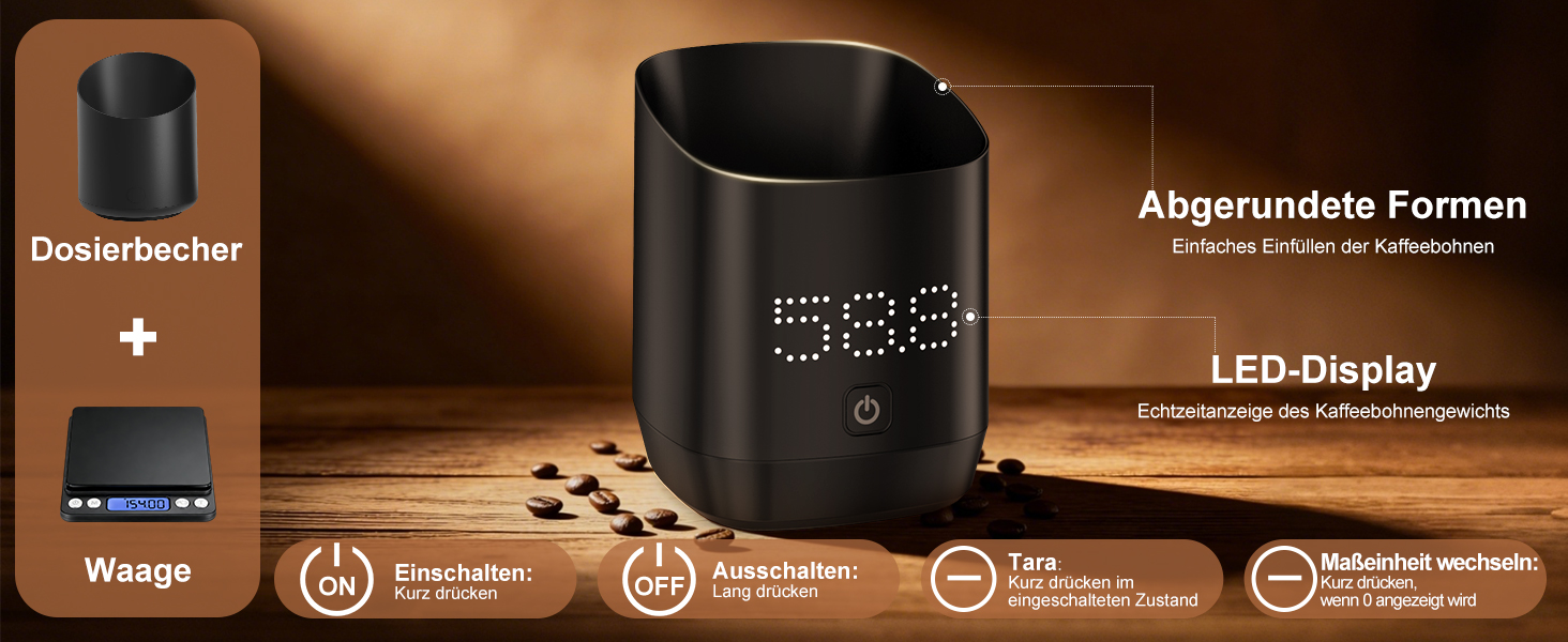 Ваги для кави цифровi Kaffee Waage для еспресо та пуровер, з таймером, аксесуар для бариста, мінімалістичний дизайн (чорні)