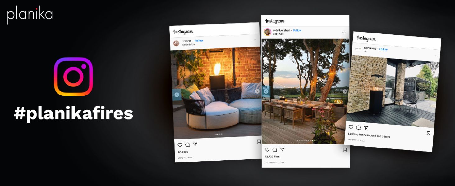 Газовий обігрівач Planika Faro – 8kW, чорний, для тераси та саду, з кришкою, 36 x 36 x 150 см (Газовий балон не входить у комплект)