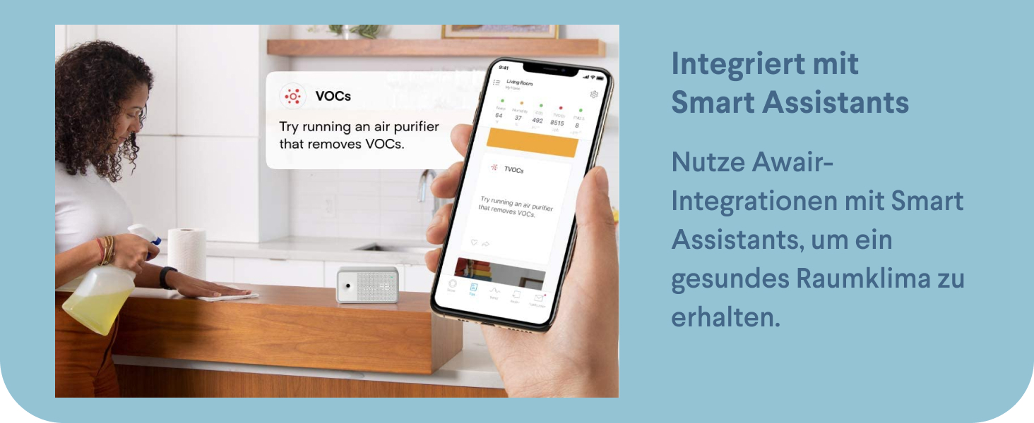 AWAIR Element: Монітор якості повітря з датчиком CO2, VOC, PM2.5, для дому, з додатком