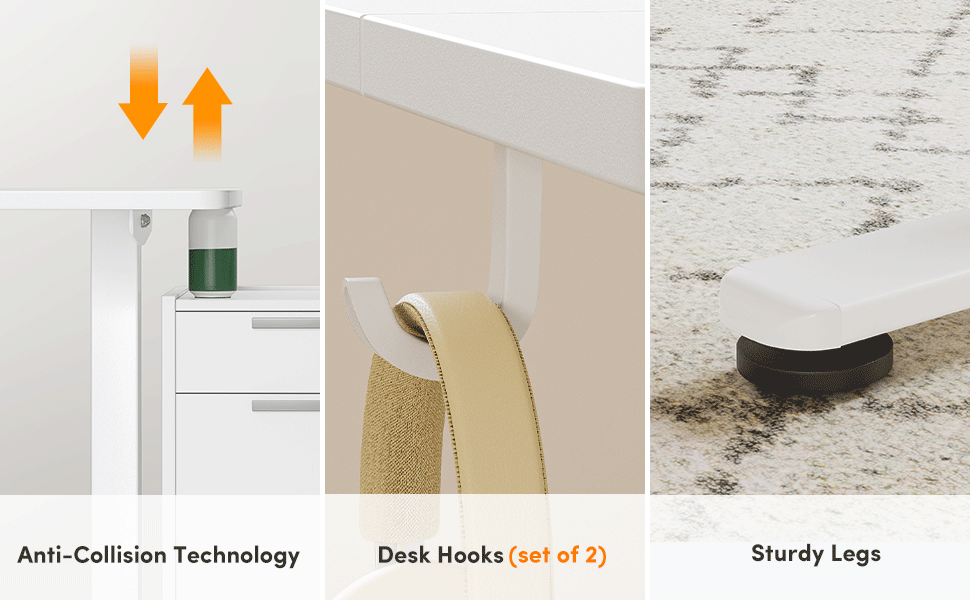 Електричний стіл Cubiker 120x60 см, регулювання висоти, сталеві T-подібні ніжки, пам'ять, антиколізійна система, біла стільниця