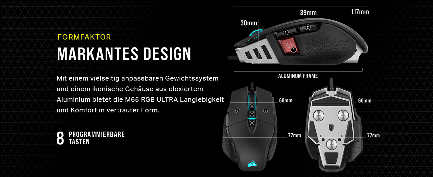 Ігрова миша Corsair M65 RGB Ultra Wired Tunable FPS, чорна