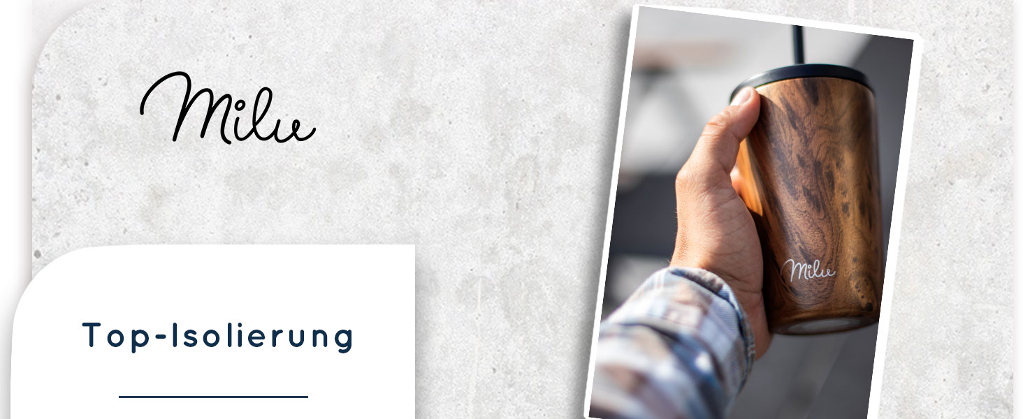 Термокружка Milu 400 мл - не протікає, з нержавіючої сталі, з трубочкою, ізольована, зберігає тепло 10 годин / холод 20 годин, без BPA (White Leopard)