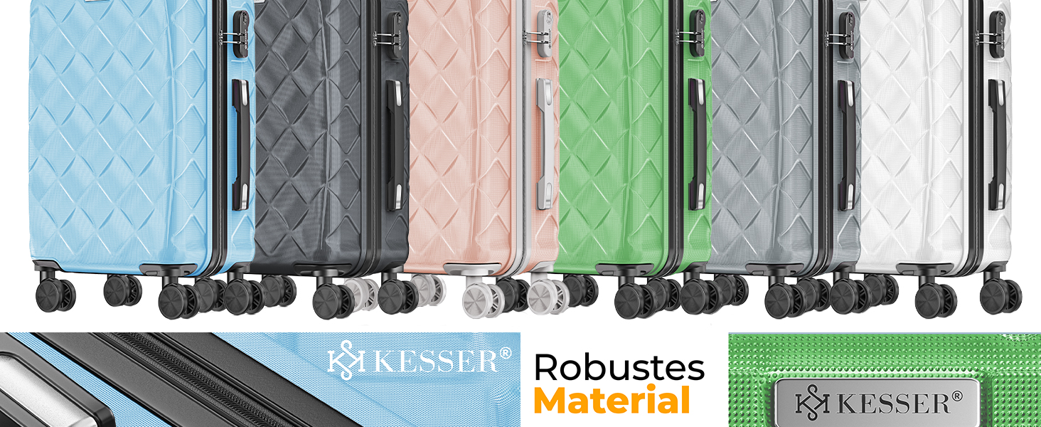 Набір валіз KESSER® 3 шт. | Валізи з ABS, з кодовим замком, ваговою шалькою та органайзером для документів | 360° колеса | Ручна поклажа та великі валізи для подорожей та бізнесу | Сірий колір