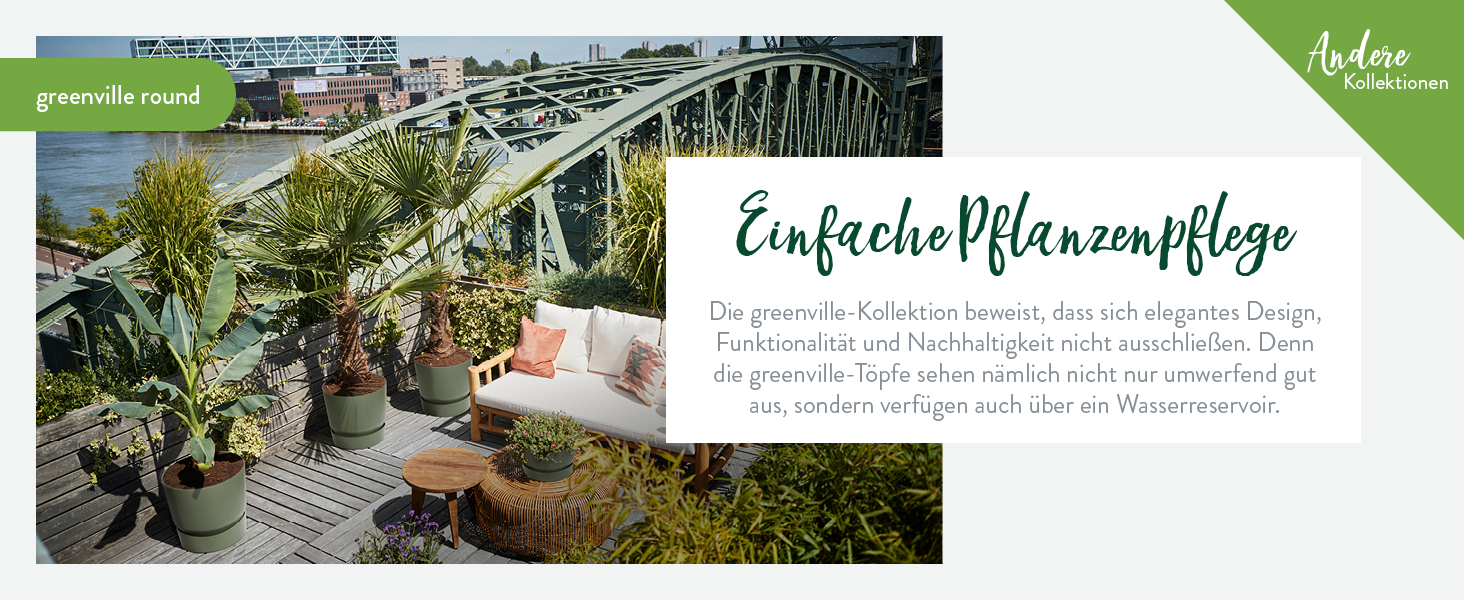 Горщик Elho Sereh Rund 40 - для дому та саду, 100% перероблений пластик, Ø 39 x H 33.3 см, Бежевий