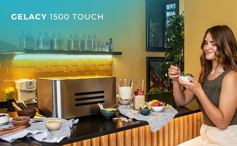 Машина для приготування морозива Cecotec Gelacy 1200 Touch з компресором. 1.5 л, чорний, сенсорний екран, 110 В