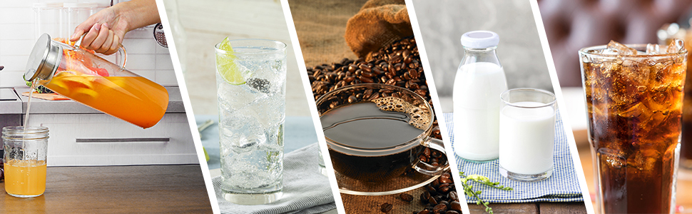 Скляна карафа для води 1.5л з кришкою, термостійка, для гарячих/холодних напоїв, вина, айс-ті та соків