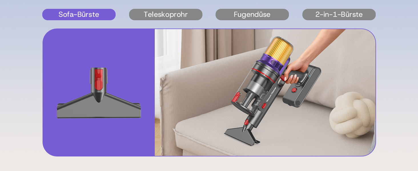 Акумуляторний пилосос V16 600W 55Kpa 80хв з LED-дисплеєм для килимів, шерсті тварин та твердих підлог