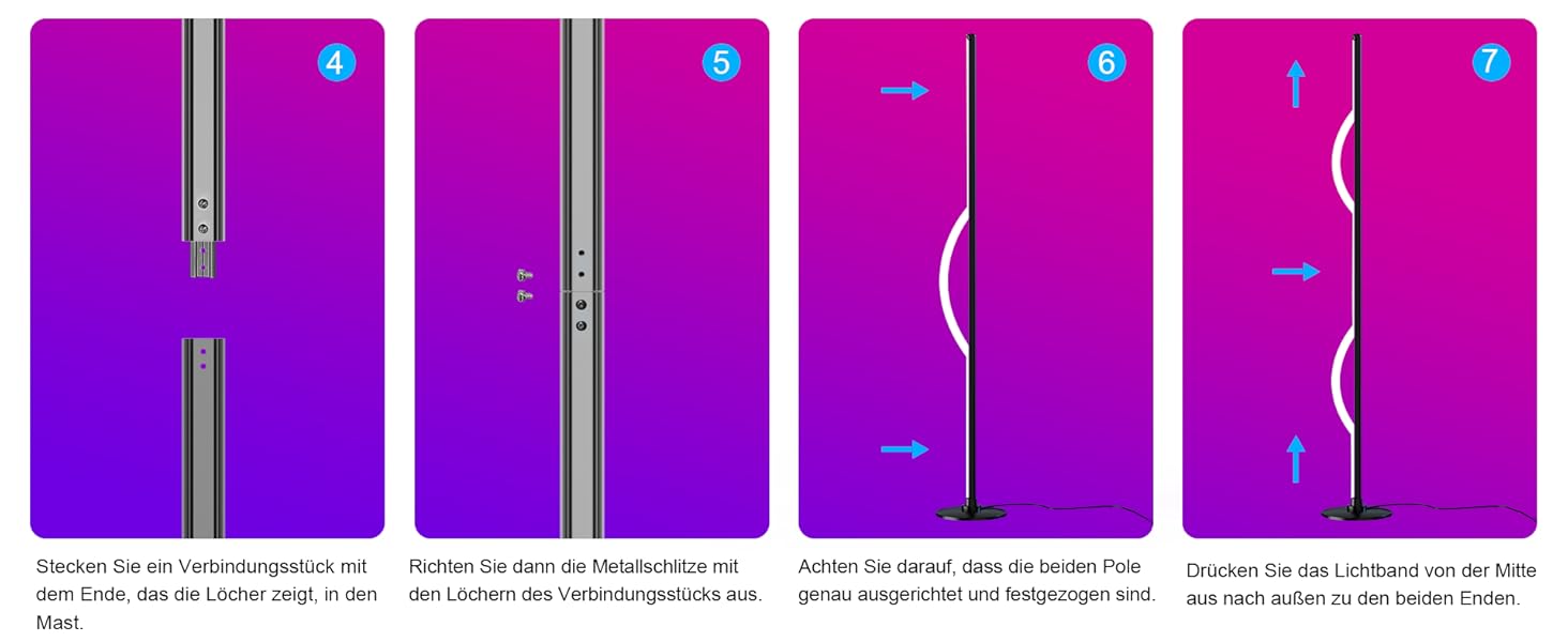 Світлодіодна підлогова лампа RGBICW з пультом та додатком, димування, Alexa/Google, синхронізація з музикою, 16 млн кольорів, 68 режимів, стильна лампа для спальні 51 дюйм