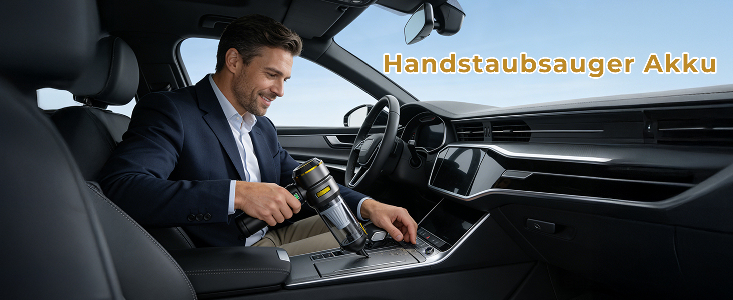 Акумуляторний ручний пилосос HOVIN для авто та дому, потужність 24000 Па, 3 режими роботи, бездротовий, чорно-золотий