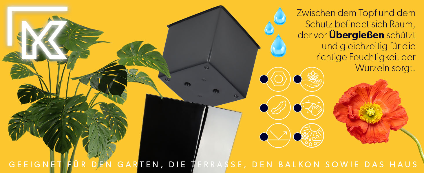 Набір з 3 горщиків для квітів KADAX, Мокко Ратан, 36/46,5/57,5 см, вологостійкий пластик