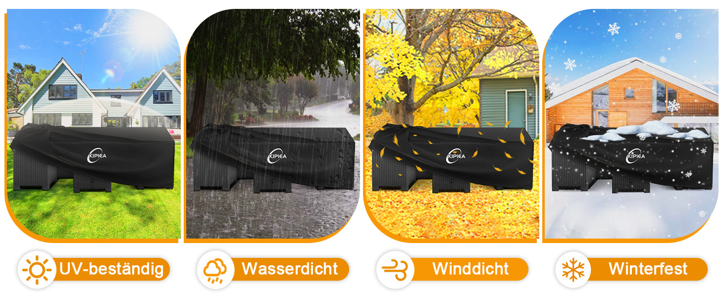 Чохол для садово-патіо меблів Kipiea, водонепроникний, прямокутний, 242x162x100 см