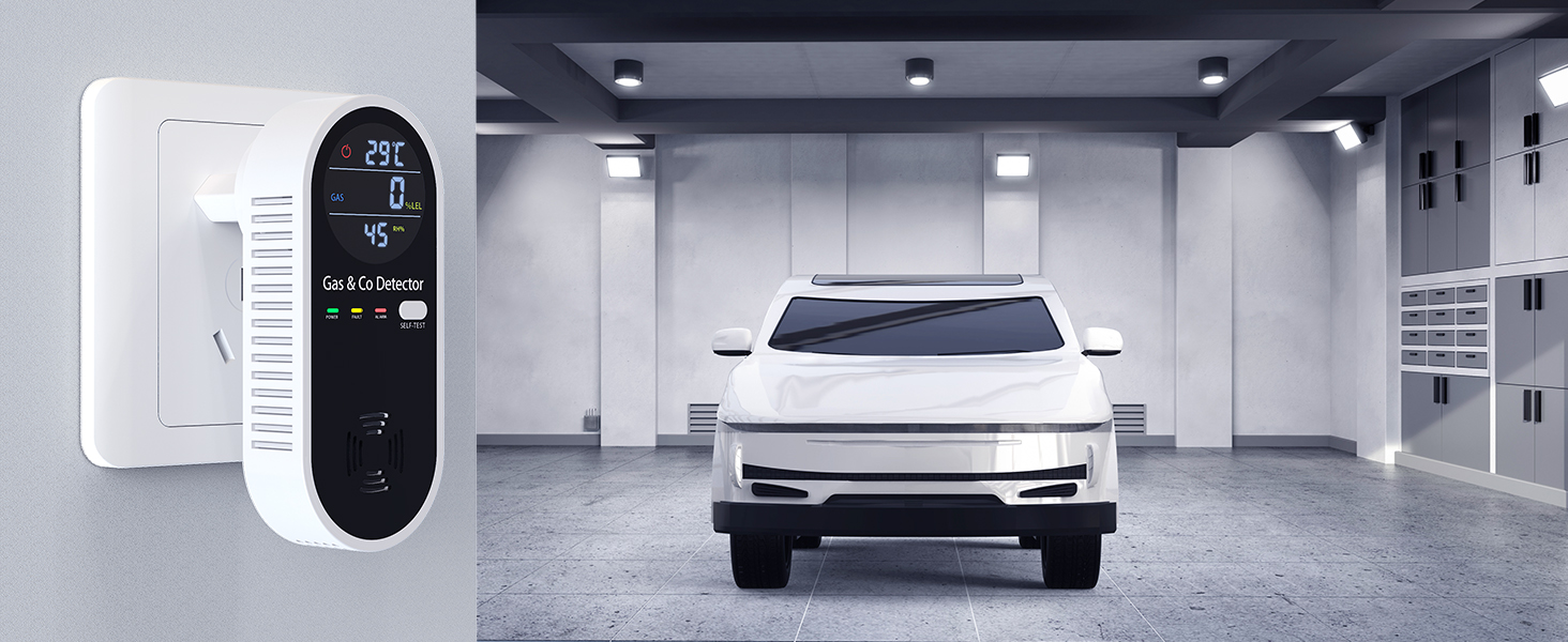 Датчик газу та CO з акустичним сигналом YOJOCK 4-в-1, вимірювач CO, датчик температури та вологості, газовий сповіщувач, самотестування, для дому та офісу, білий