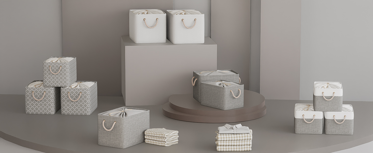 OUTBROS Коробки для зберігання 33 x 23 x 20 см, 3 шт. (Сірий, з мішком, ручка, складні)