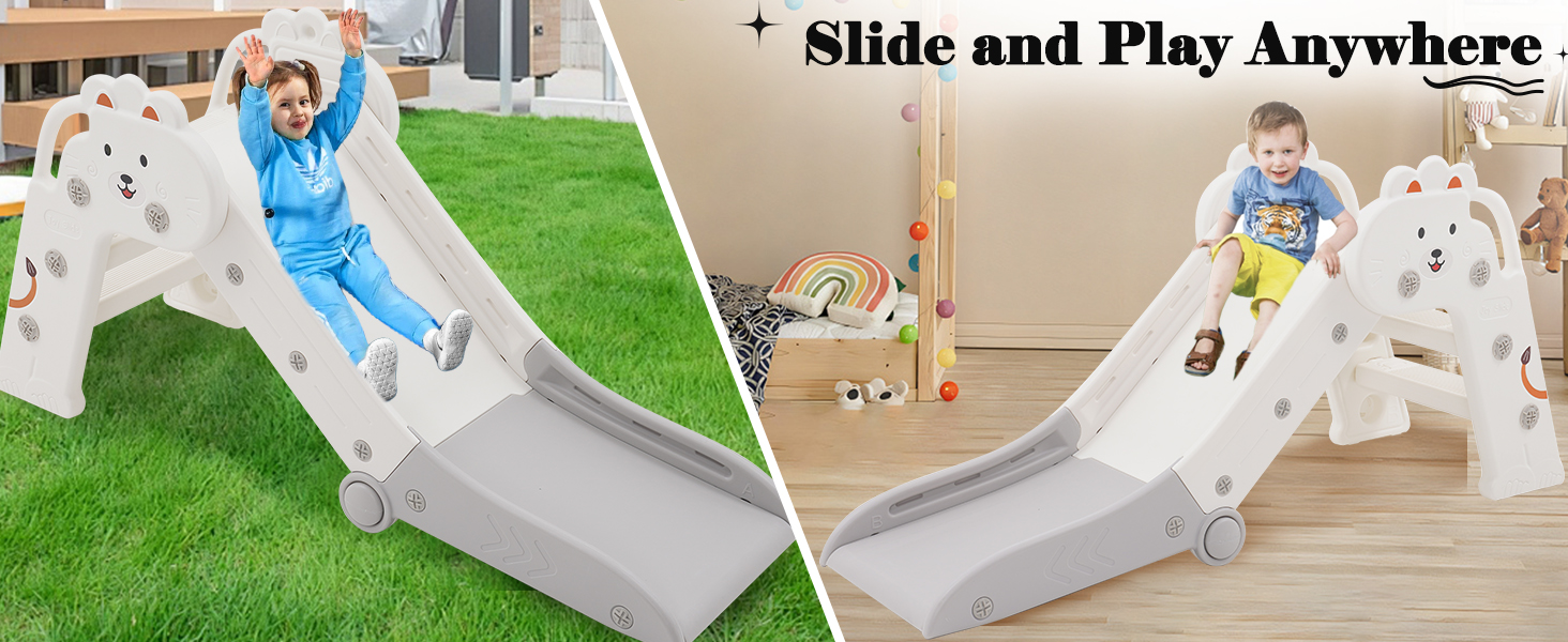 Дитяча гірка складана з підлокітниками сіра для дому та вулиці