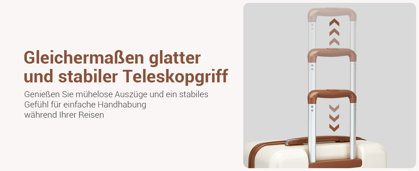 Чемодан KONO Mittelgroß: міцний ABS+PC, 60L, білий/коричневий, з TSA замком