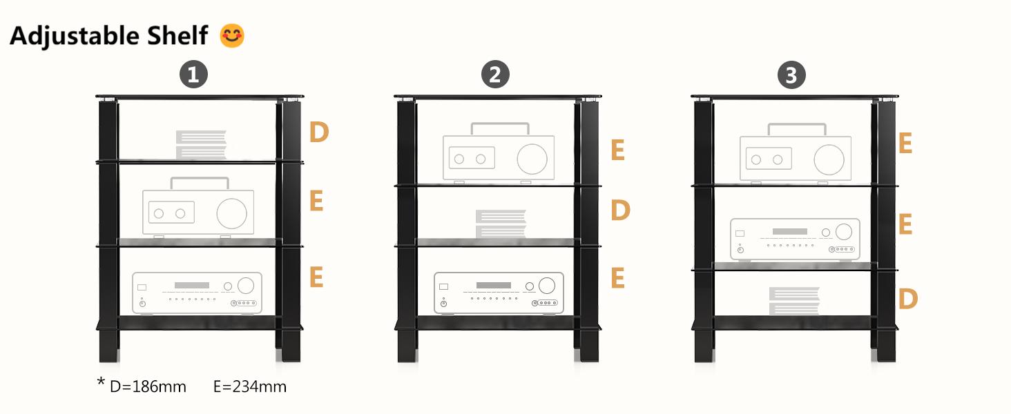 Стійка під телевізор FITUEYES HiFi Regal Audio Schrank Glas & Alu 600x455x762мм AS406001GB