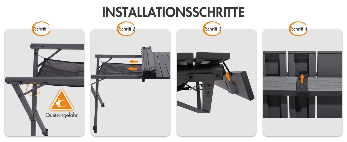 Складаний кемпінговий стіл PORTAL з регулюванням висоти, алюмінієвий, 108 x 71 см, легкий стіл для пікніка, саду та подорожей, чорний