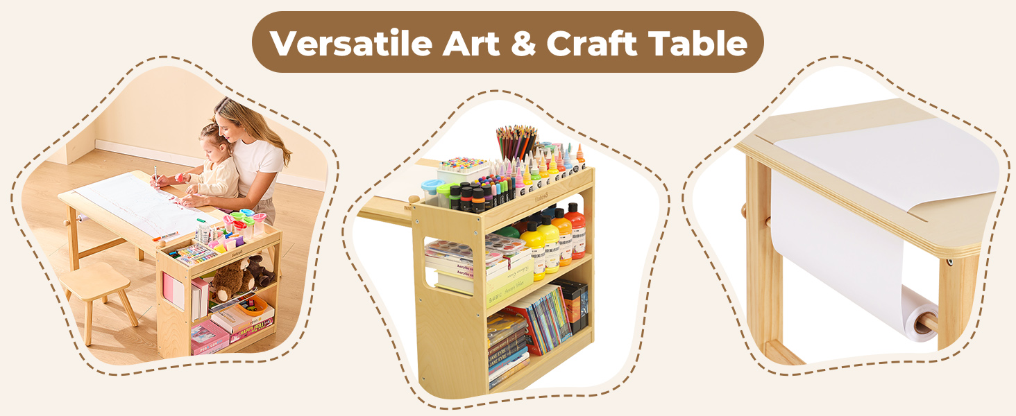 Дитячий стіл Kinder-Kunsttisch з 2 стільцями та рулонами паперу - набір для творчості та навчання