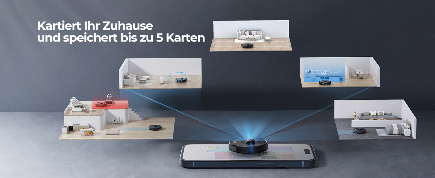 Робот-пилосос Laresar Clean 3-в-1 з функцією миття, 5000Pa, лазерна навігація, 180 хв, для тварин, килимів, твердих підлог, керування через додаток, 15 зон заборони (чорний)