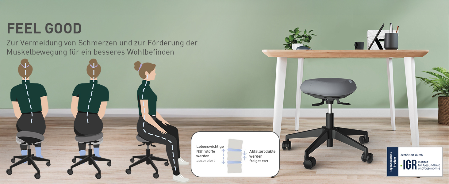 Leitz Ergo Active Столик для стояння з пінопластовим сидінням, регульована висота 57-82 см, оббивка з переробленого матеріалу, до 110 кг, серія Ergo, темно-сірий, 65450089