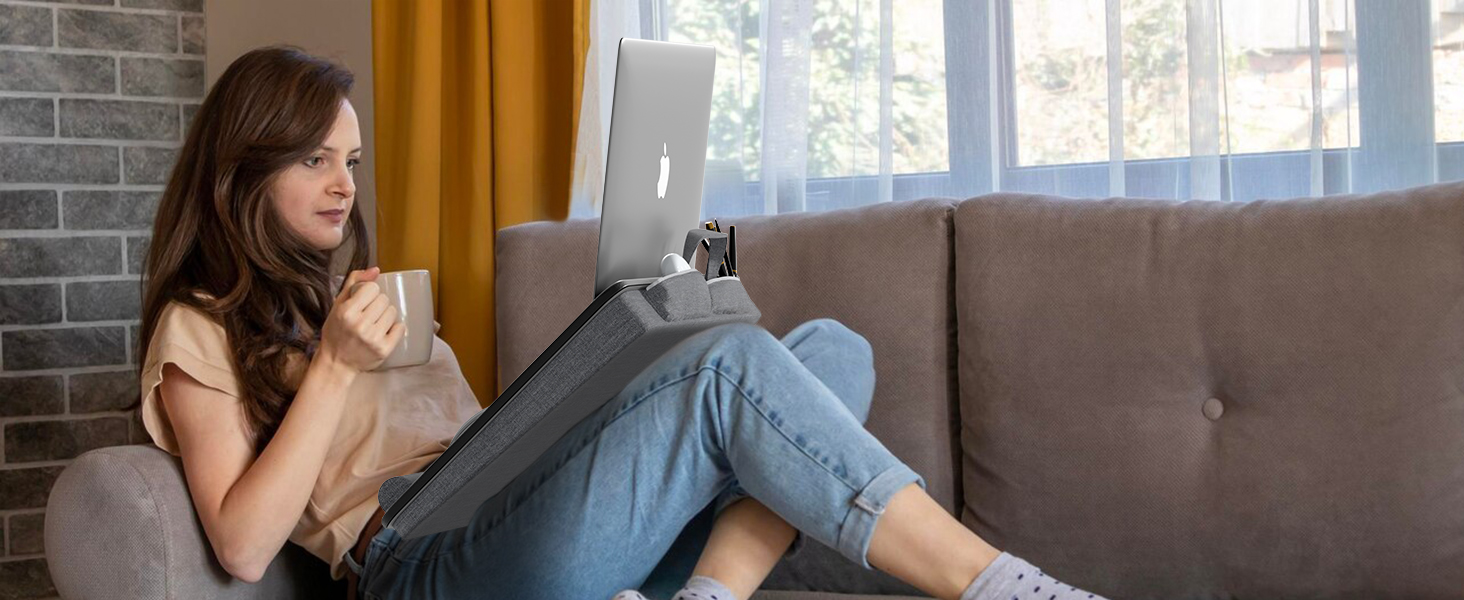 Підставка для ноутбука в ліжко - Lapdesk з підставкою для зап'ястя та тримачем для телефону, до 17.3 дюймів, для дому, навчання та відпочинку