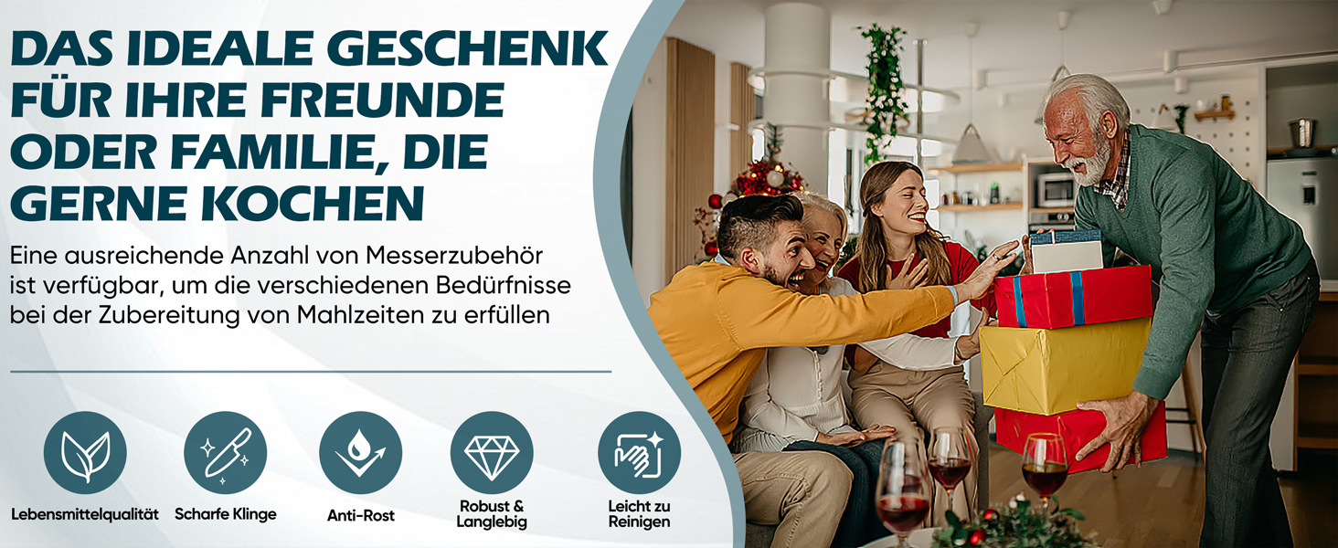 Набір ножів Homikit 15 предметів з підставкою: кухонні ножі з нержавіючої сталі, веточки, 6 ножів для стейків, чорний