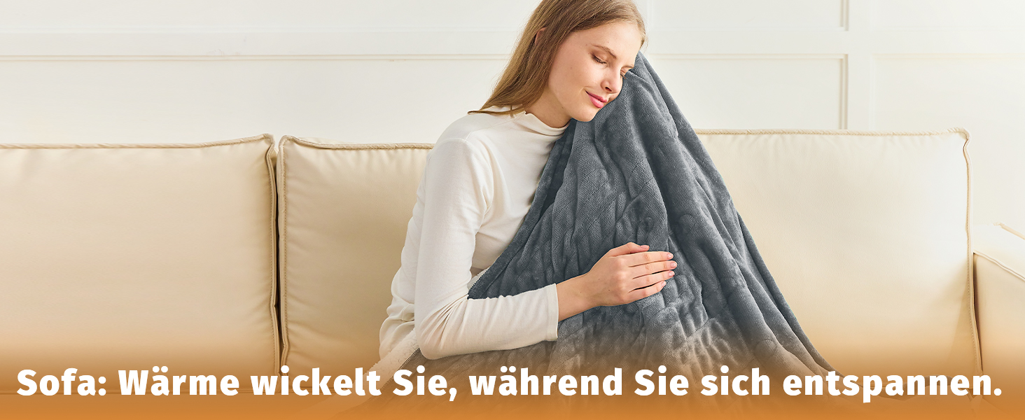 Електрична ковдра BOMOVA з автовимкненням, 130x180 см, сіра. Тепла, пухнаста ковдра для дому, подарунок на Різдво. 10 температурних режимів, таймер 5 годин.