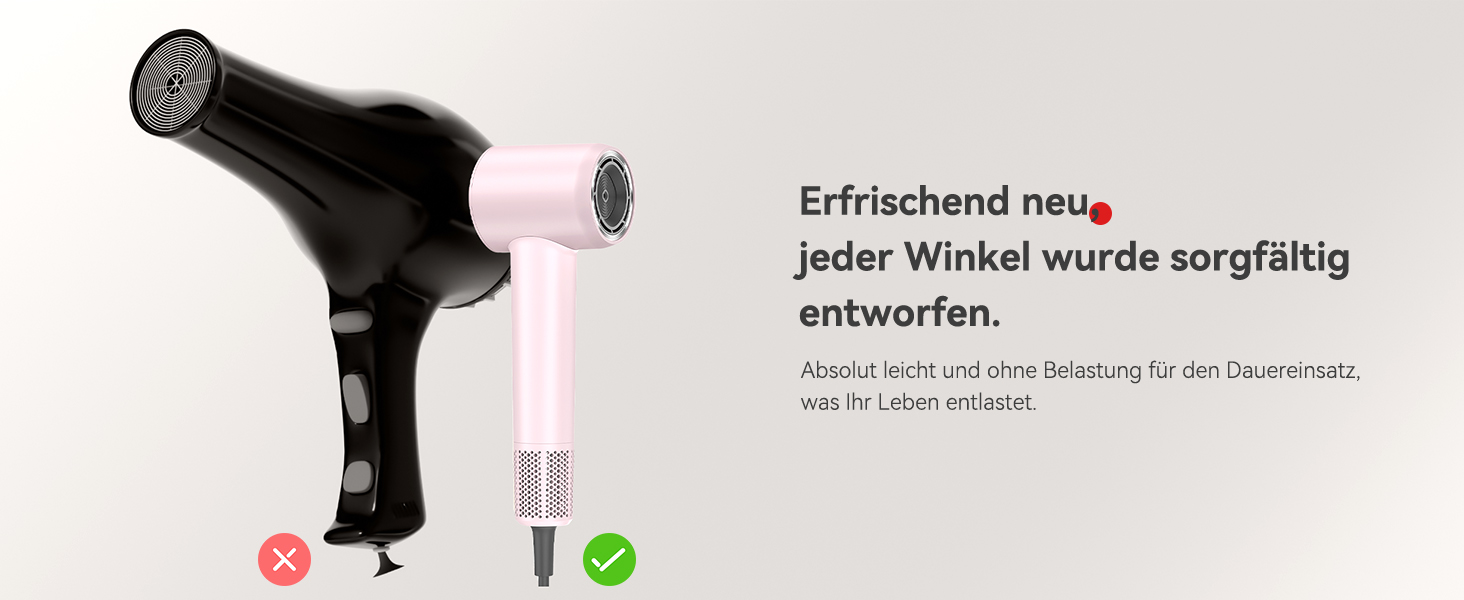 Професійний іонний фен для волосся з дифузором, безщітковий мотор 160 000 об/хв, швидке сушіння, сірий колір