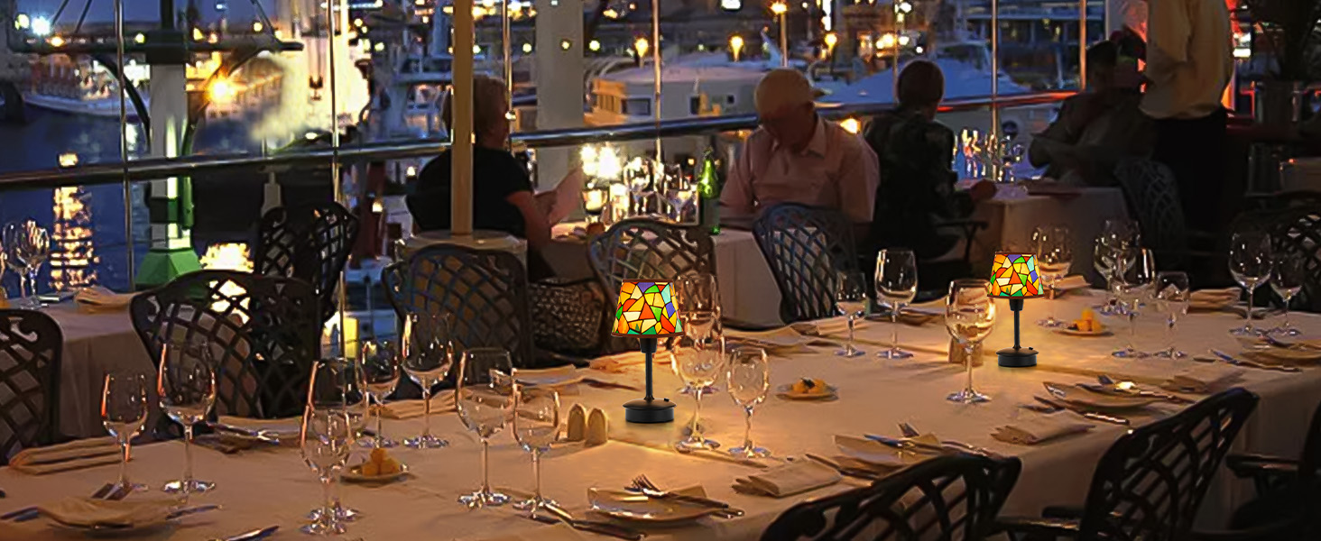 2 шт. Бездротові настільні лампи для обіднього столу з акумулятором 5200mAh, сенсорне регулювання яскравості, портативні лампи для ресторану, вітальні, спальні, бару, їдальні, нічники (багатобарвні, 2 шт.)