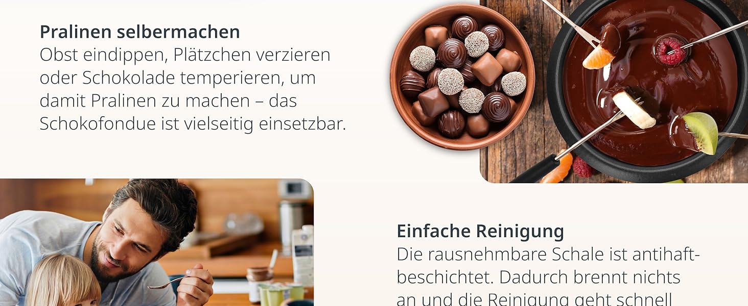 Електричне шоколадне фондю ADE 250 мл з 6 шампурами | 2 температурні режими для плавлення та підтримання тепла | Апарат для шоколаду та кувертюри | Знімна чаша з тефлоновим покриттям 250 мл для 1-2 осіб