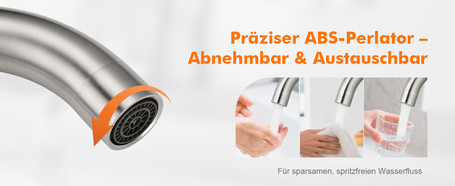 Змішувач для ванної кімнати GRIFEMA, 360° поворотний, однорідний, нержавіюча сталь, 180 мм, холодна та гаряча вода, економія води, проста установка, 3/8″ з'єднання, для гостьового туалету, G1002A сірий