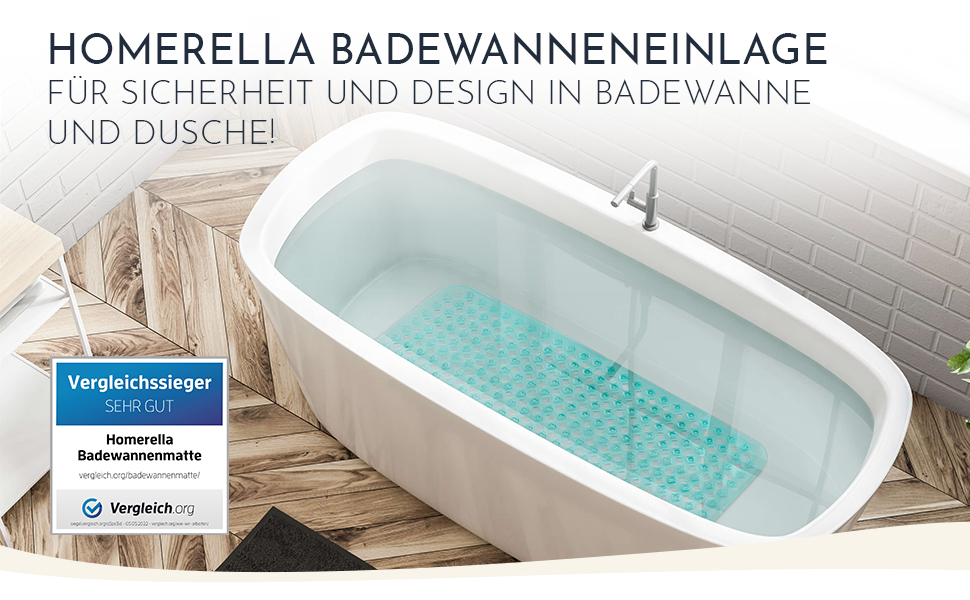 Килимок для ванни Homerella Нековзний чутливий до шкіри 88x39 см, В Т.Ч. ПІДВІСКА Протиковзкий килимок для ванни без бісфенолу А Килимок для душу, стійкий до цвілі та його можна прати в пральній машині Килимок для ванної нековзний бензиновий