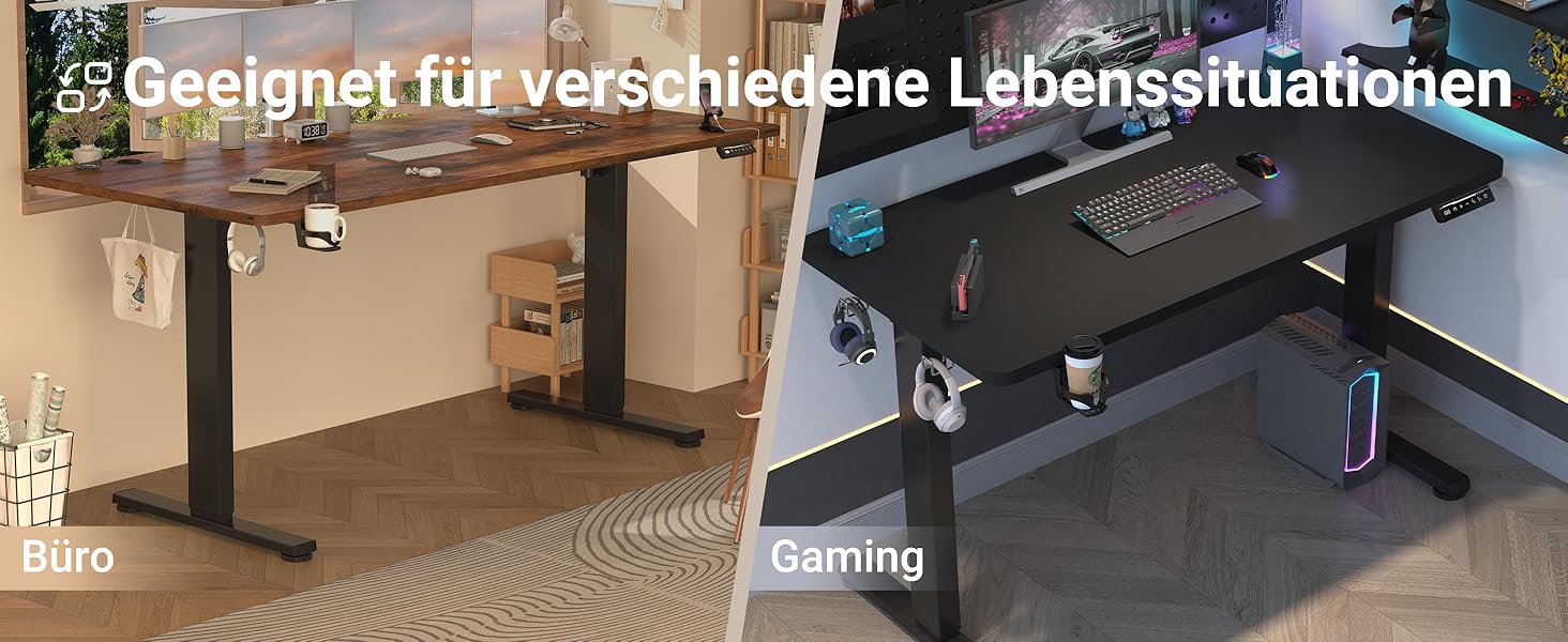 Регульований стіл з USB-C зарядкою 140 x 60 см, функція пам'яті. Стабільний електричний стіл, стоп-стіл, регульований комп'ютерний стіл (Колір: Коричневий, Розмір: 200 x 80 см)