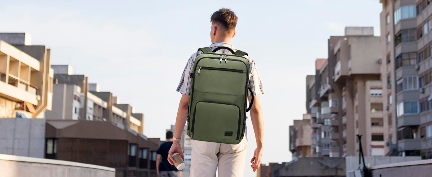 KONO Рюкзак для ручної поклажі в літак, великий, водонепроникний, 55 x 35 x 20 см, 38L, зелений