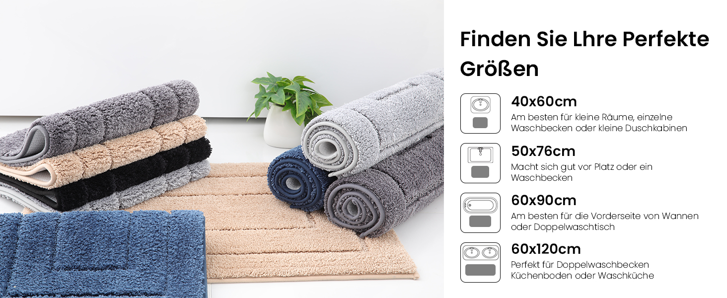 Килимок для ванної кімнати Homaxy з мікрофібри, неслизький, 60x90 см, сірий