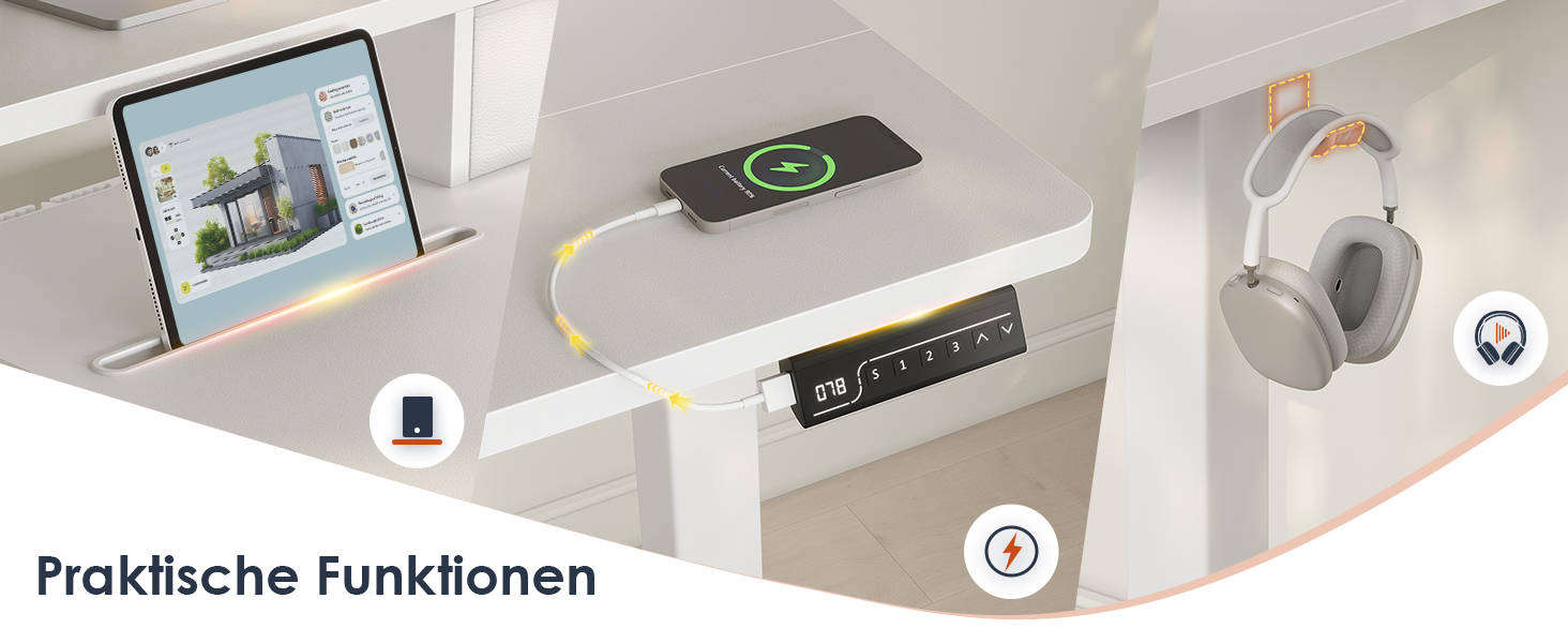 Електричний регульований стіл OffiGo для комп'ютера з шухлядою та USB, 140x60 см, білий клен. Ергономічний стіл для роботи сидячи/стоячи
