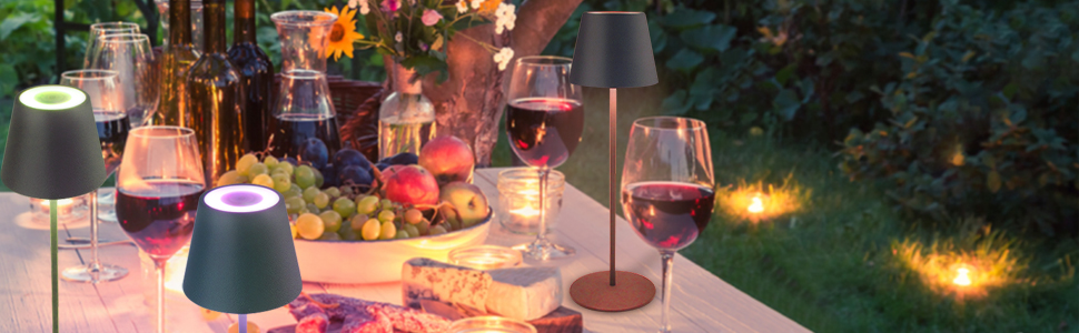 LED настільна лампа MALUX бездротова, торшера з торканням, диммування, тепле біле світло 2700K-4000K, металева, акумуляторна, вологостійка IP54, для саду, їдальні, спальні, робочого кабінету, балкону, готелю (темно-сірий), (сірий) 1 шт.