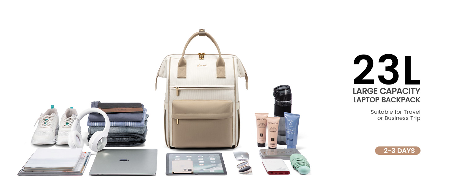 Сумка-рюкзак LOVEVOOK для жінок, 15.6 дюймів, для ноутбука, подорожей, роботи, школи, універу, офісу, водонепроникна, елегантна, бежева