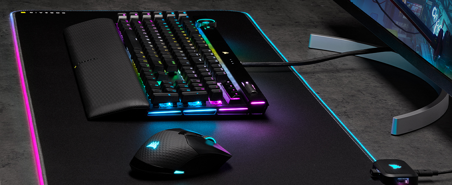 Килимок для миші Corsair MM700 RGB Extended - 930x400 мм - RGB підсвітка 360° - USB хаб - чорний