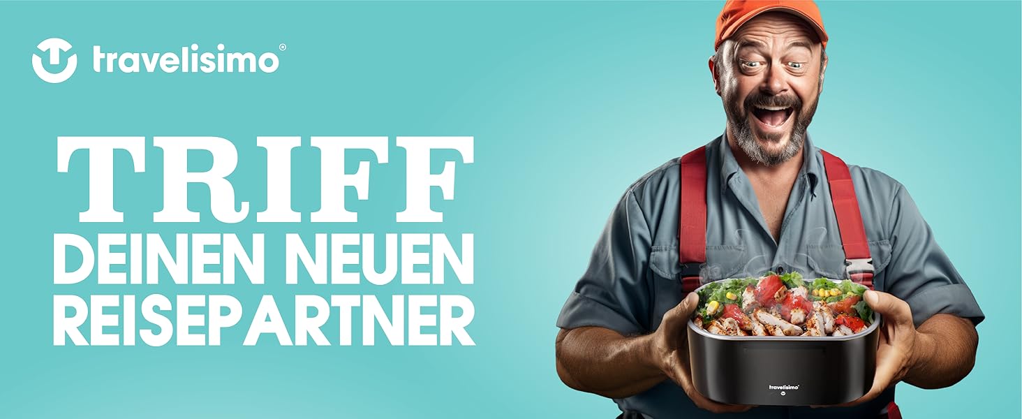 Електрична термобокс TRAVELISIMO 1,5L (80W) – 3-в-1 для подорожей, авто, офісу (Чорний)