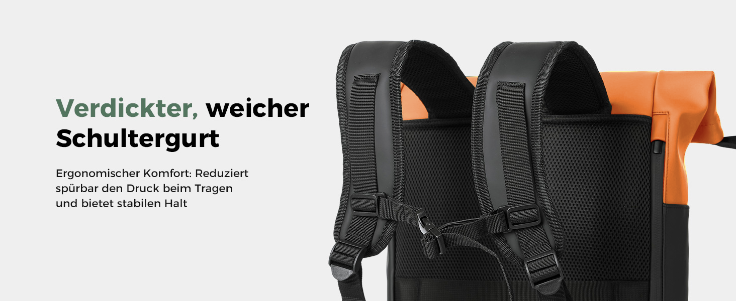 Водонепроникний рюкзак для ноутбука Rolltop 18-25Л, помаранчевий (30x13x48 см)