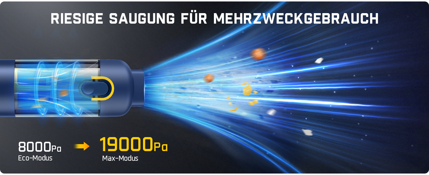 Аккумуляторний автомобільний пилосос Fanttik Slim V8 APEX, портативний ручний міні-пилосос 4-в-1 RobustClean™, 19000 Па/45 AW, 2 режими всмоктування, для авто, офісу та клавіатур (Синій)
