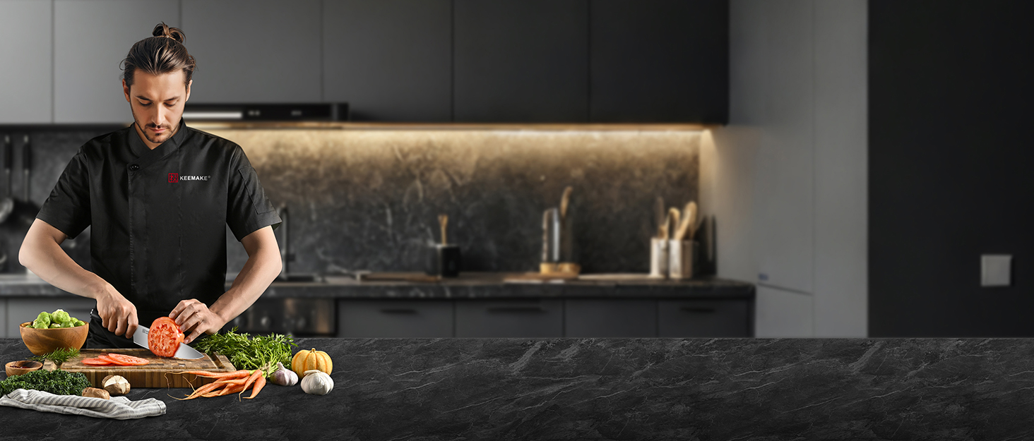 Набір кухонних ножів Keemake 8 предметів з бруском: кухонні ножі, ніж для хліба, ніж для м'яса. Набір ножів для кухні, 8 шт.