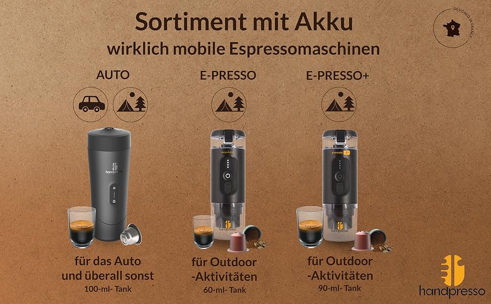 Handpresso Auto Set: портативна кавомашина для автомобіля, вана та кемпінгу | Espresso & Lungo | USB-C | для капсул