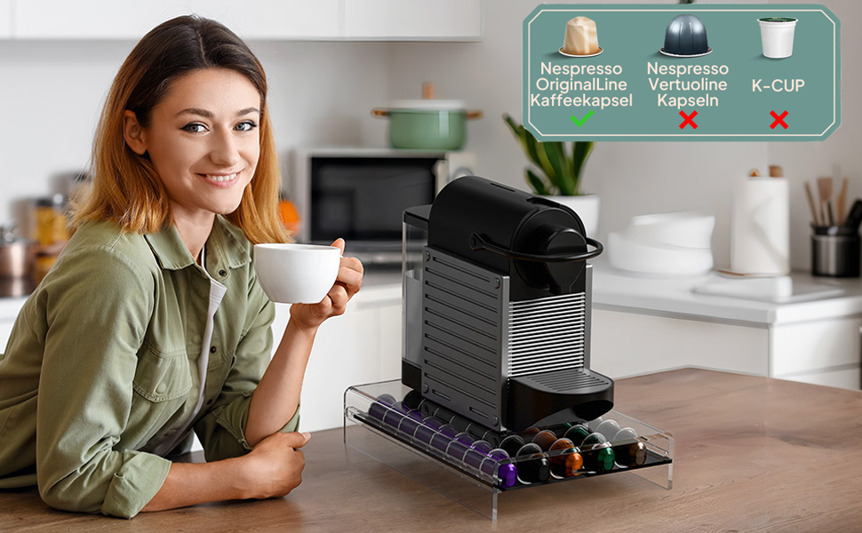 Організатор для капсул Nespresso LifeMoreasy - контейнер для 40 капсул, прозорий, висувний, для зберігання кави