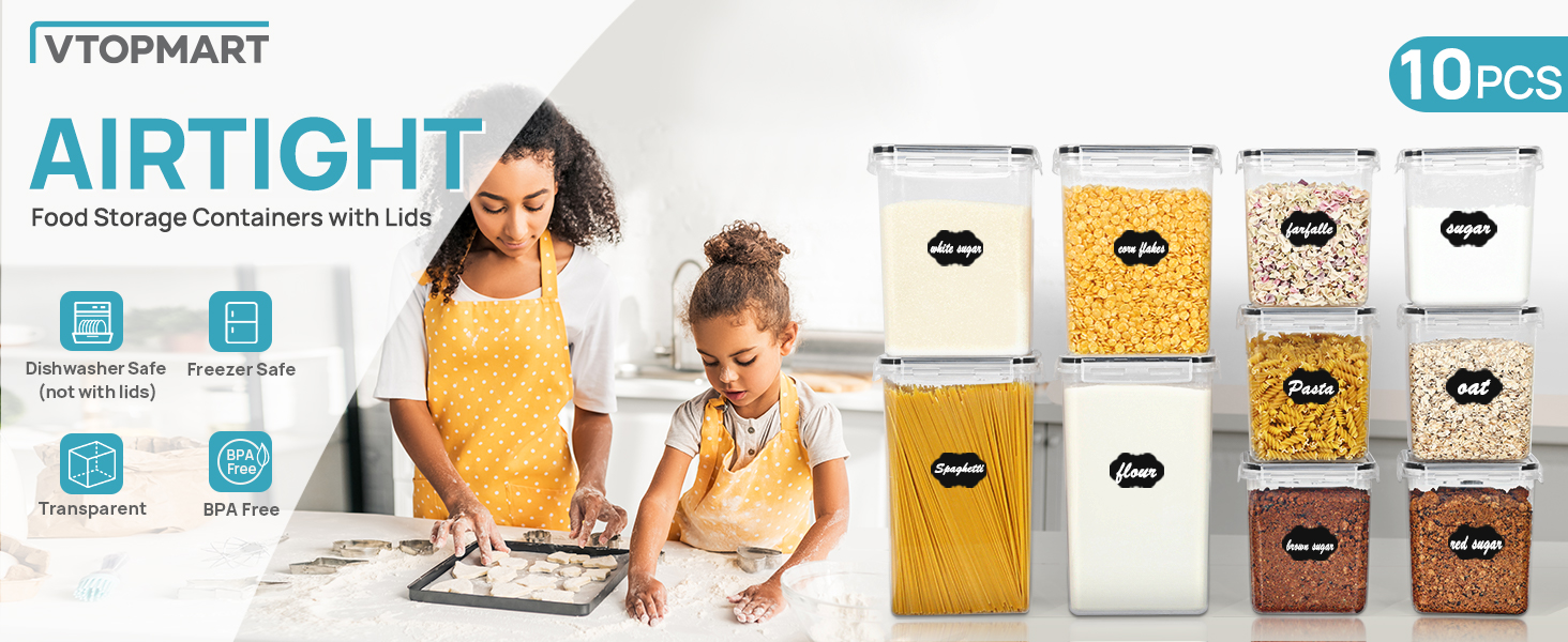 Набір контейнерів для зберігання Vtopmart: 32 шт. з кришкою, герметичні, BPA-free, для продуктів, з ручкою та етикетками