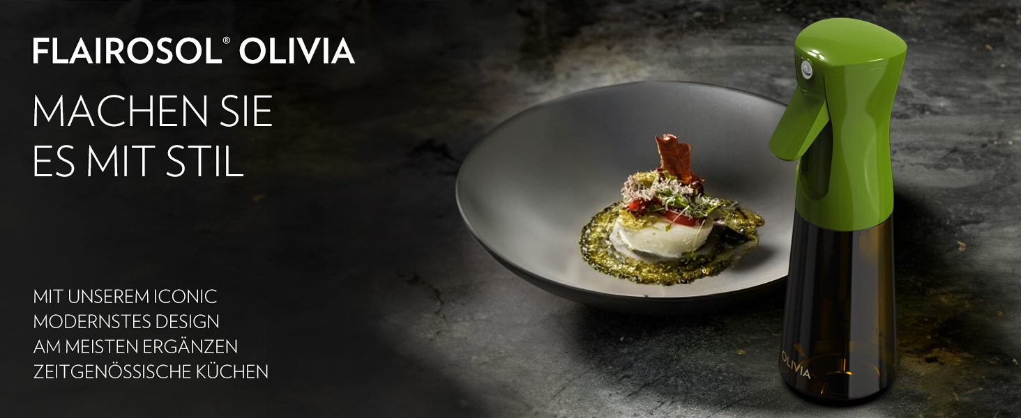 Скляний розпилювач для оливкової олії FLAIROSOL OLIVIA, 200 мл, дозатор для кухні, гриля та аерофритюрниці (Зелений)