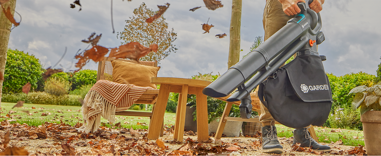 Пилосос-подрібнювач листя Gardena PowerJetCollect з потужним всмоктуванням та металевим ротором